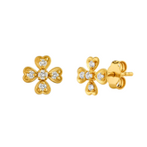 Fine 14ct Solid Gold Diamond Clover Earrings