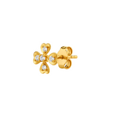 Fine 14k Solid Gold Diamond Clover Single Earring