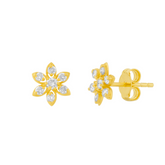 Fine 14k Solid Gold Diamond Star Earrings