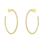 Sterling Silver Large Stud Hoop Earring With Interior Gemstones