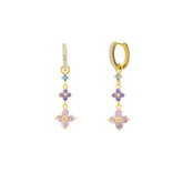 Pastel Clovers Pave Blue Purple Pink Drop Earrings