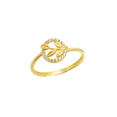 Fine Olive Branch Leaf Circle Halo Ring 14ct Solid Gold