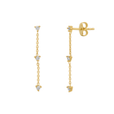 Fine Triple Diamond Drop Earrings 14ct Solid Gold