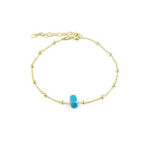 Sterling Silver Beaded Satellite Chain Bracelet With Turquoise Gemstone