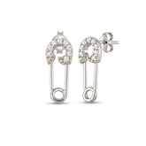 Sterling Silver Jewelled Mini Safety Pin Stud Earrings