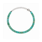 Sterling Silver Natural Turquoise Cube Bracelet