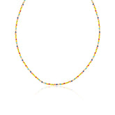 Rainbow Beaded Sterling Silver Necklace in Gold