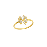 14ct Solid Gold Pave Clover Ring