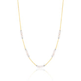 Baroque Pearl Beaded Sterling Silver Chain Necklace in Gold