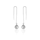 Bead Sphere Chained Sterling Silver Ball Drop Earrings