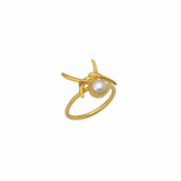 Barbed Wire Design Pearl Sterling Silver Natural Hammered Ring