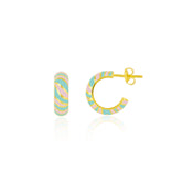 Enamel Pastel Color Rainbow Sterling Silver Chunky Earrings