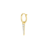 Fine Spike Pave Hoop Single Earring 14ct Solid Gold