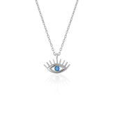 Aqua Blue Eye Evil Eye Sterling Silver Necklace