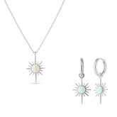 White Opal Northernstar Sterling Silver Pendant Necklace and Earrings Set