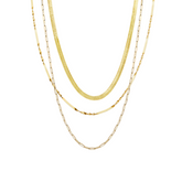 Herringbone Semi Twisted and Paperclip Chain Sterling Silver Layering Necklace Set