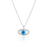 Transparent Glass Evil Eye Sterling Silver Necklace