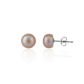 Baroque Pearl Irregular Stud Earrings Sterling Silver - Pink and Yellow