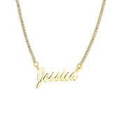 Sterling Silver Fine Signature Name Necklace With Tennis Chain