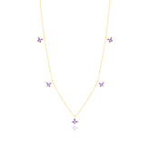 Gold Plated Purple Butterfly Sterling Silver Necklace
