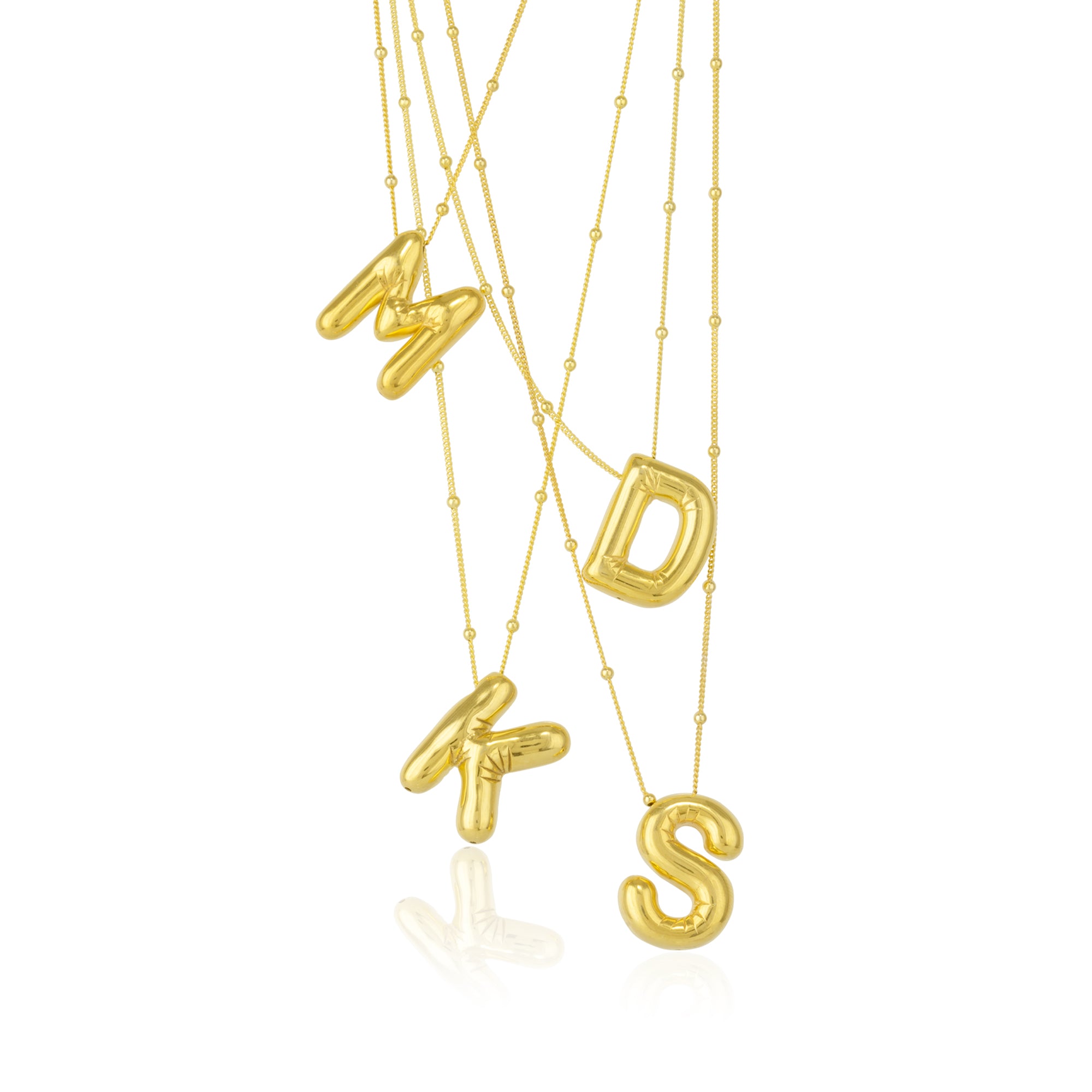 Love Letters Necklace S, Balloon letter pendant in gold