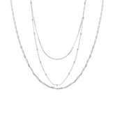 Twisted and Beaded Chains Sterling Silver Layering Necklace Set