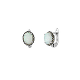 High Quality White Opal Earrings With Marcasite Gemstone