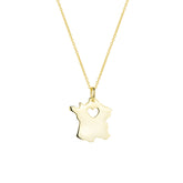 Love France Map Heart Necklace Sterling Silver