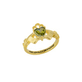 Sterling Silver Irish Mystic Green Claddagh Ring