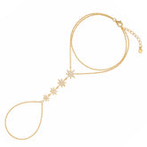 Stars Of Universe Sterling Silver Gold Plated Hand Chain Ring