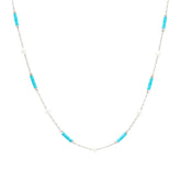 Turquoise Beaded & Pearl Sterling Silver Necklace