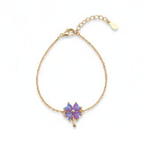 Purple Opal Clover Sterling Silver Bracelet