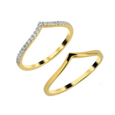 Sterling Silver Wishbone Stacker V Ring Set