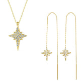 Northern Star Polaris Sterling Silver Necklace and Drop Chain Earring Set