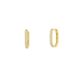 Fine Pave Ovate Hoop Earrings 14ct Solid Gold