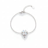 White Opal Clover Sterling Silver Bracelet