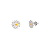 Enamel Daisy Stud Sterling Silver Earrings