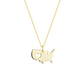 Love USA (America) Map Heart Necklace Sterling Silver