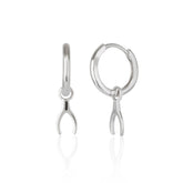 Wishbone Drop Charm Sterling Silver Earrings