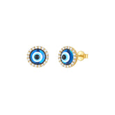 Halo Real Evil Eye Sterling Silver Earrings