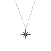 Sterling Silver Rainbow Starburst Necklace