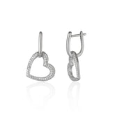 Chunky Heart Sterling Silver Drop Earrings