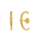 Fine Diamond Sterling Silver Ear Suspension Semi-Hoop Earrings