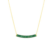Sterling Silver Concave Bar Necklace - Green