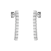 Sterling Silver Long Tennis Earrings - Pair