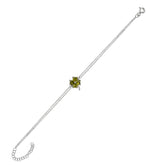 Sterling Silver Four Leaves Clover Bracelet - Mystic Green