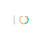 Pink and Blue Enamel Sterling Silver Hoop Earrings
