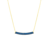 Sterling Silver Concave Bar Necklace - Blue