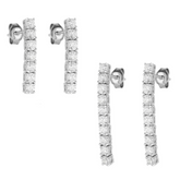 Sterling Silver Tennis Earring Long and Short - Pair