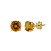 9Ct Solid Gold Yellow Topaz Stud Earrings